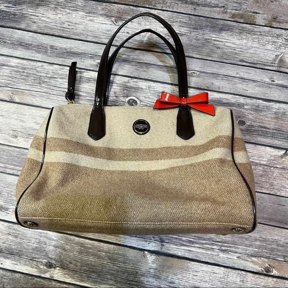 Coach Vintage Rare Wool Plaid Handbag Purse with Bow